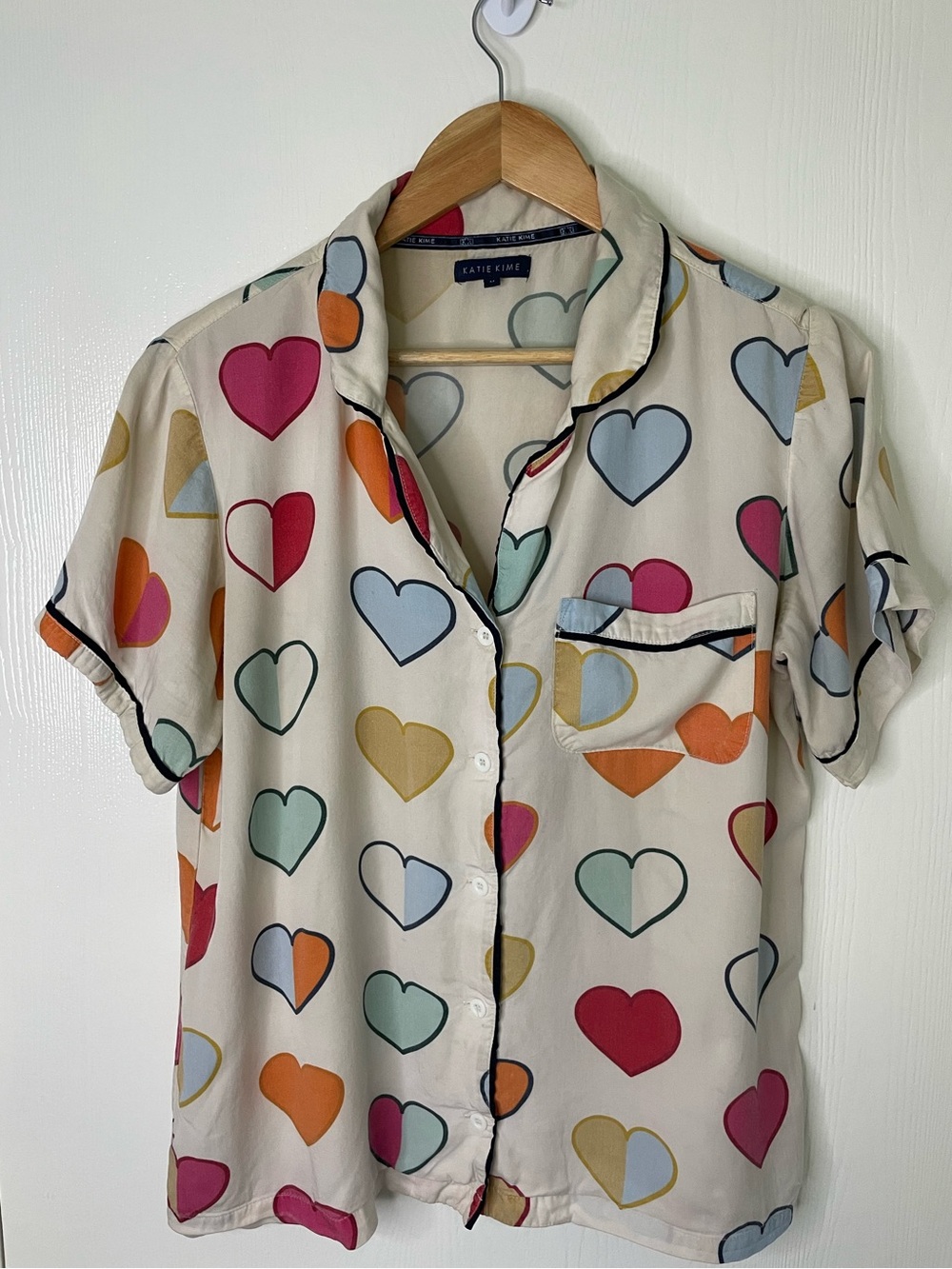 Katie Kime Heart Print Pajama Top Medium